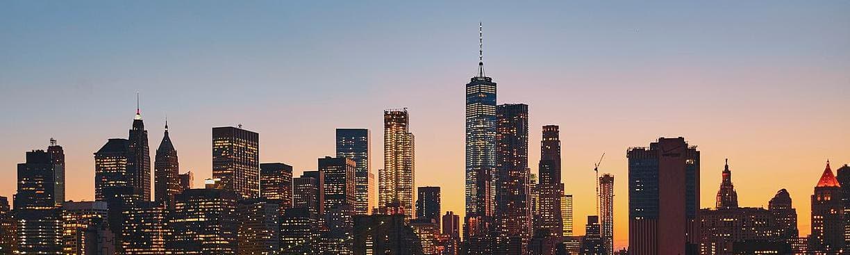 Manhattan skyline at sunset