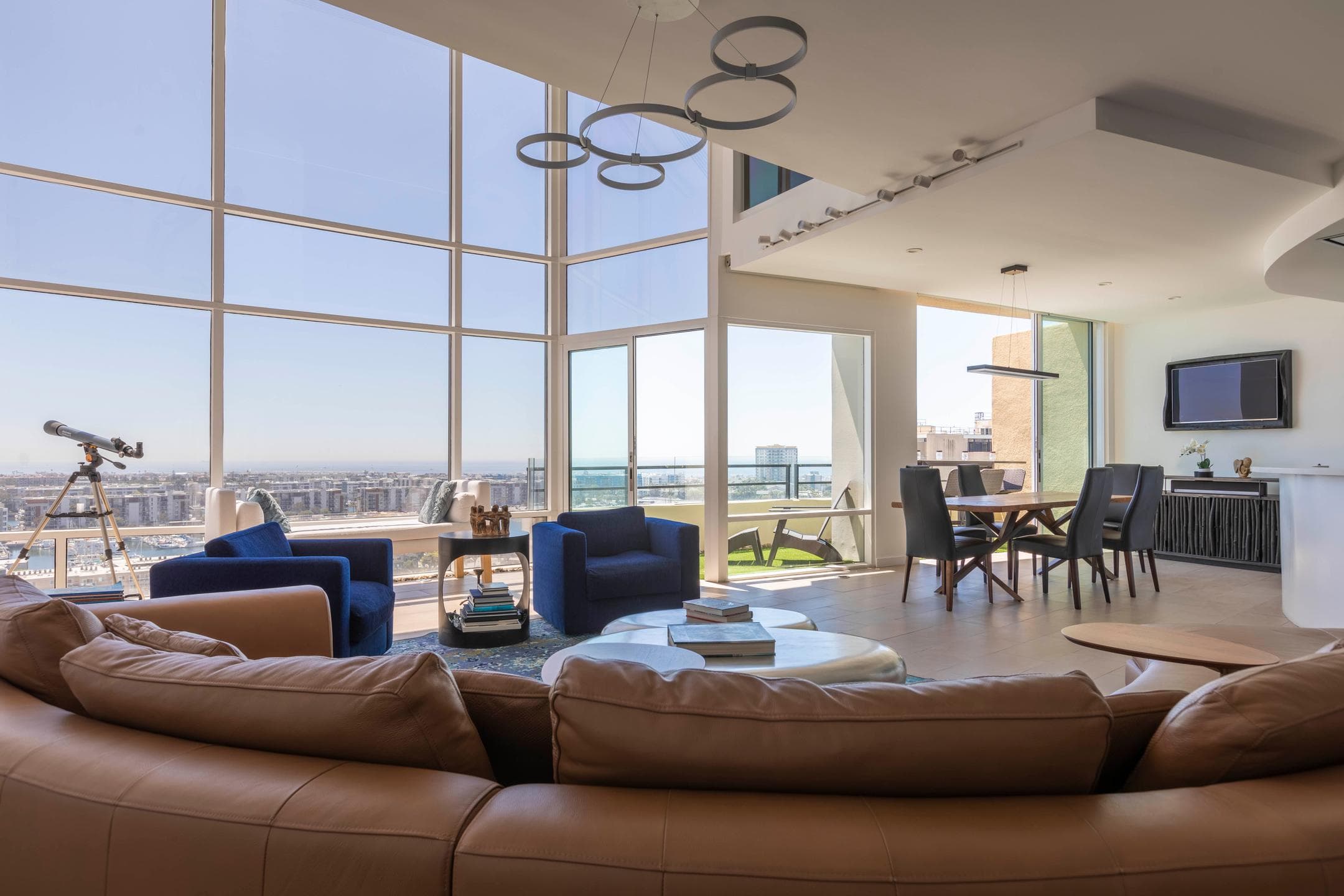 Marina Musings living area with skyline and marina views